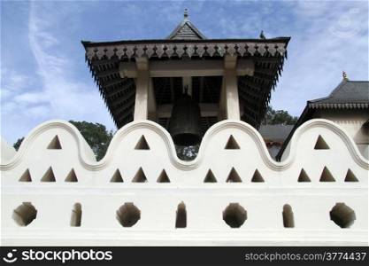 Tower with bronze bell in Tooth temple in Kandy, Sri Lanka