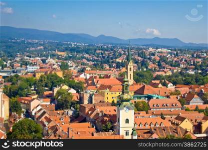Towers and rooftops of Zagreb, capital of Croatia