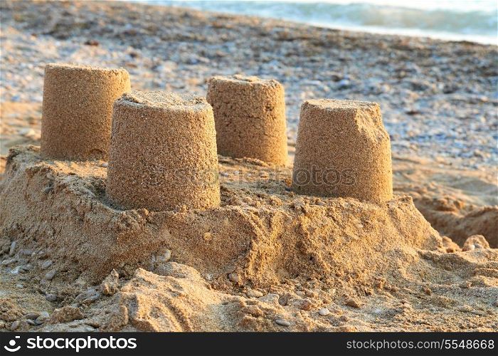 Towers from sand- castle on the beach