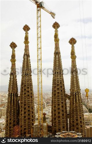 Towers of a church, Sagrada Familia, Barcelona, Spain