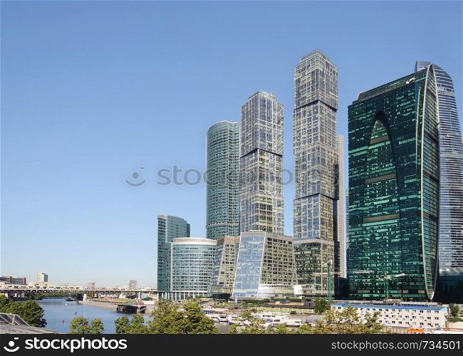 Towers of Moscow International Business Center (Moscow-City) on Presnenskaya Embankment in Moscow, Russia