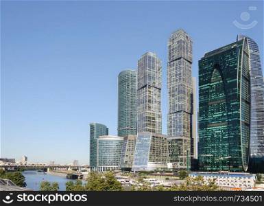 Towers of Moscow International Business Center (Moscow-City) on Presnenskaya Embankment in Moscow, Russia