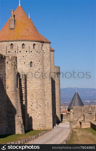Towers of the medieval town of Carcassonne, France