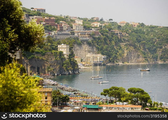 Town at a hillside, Marina Grande, Capri, Sorrento, Sorrentine Peninsula, Naples Province, Campania, Italy