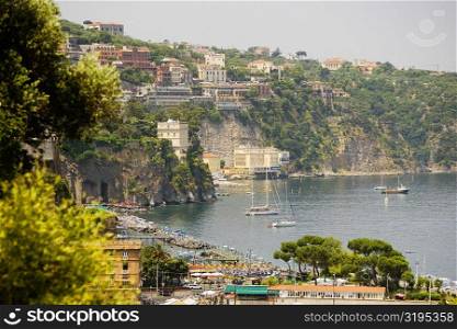 Town at a hillside, Marina Grande, Capri, Sorrento, Sorrentine Peninsula, Naples Province, Campania, Italy