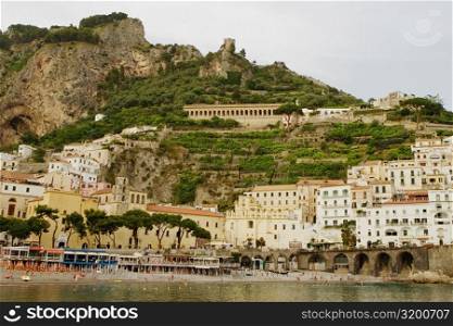 Town at the hillside, Marina Grande, Costiera Amalfitana, Amalfi, Salerno, Campania, Italy