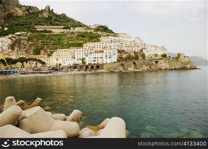 Town at the seaside, Marina Grande, Costiera Amalfitana, Amalfi, Salerno, Campania, Italy