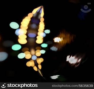 Town bokeh background. City lights in the background with blurring spots of light