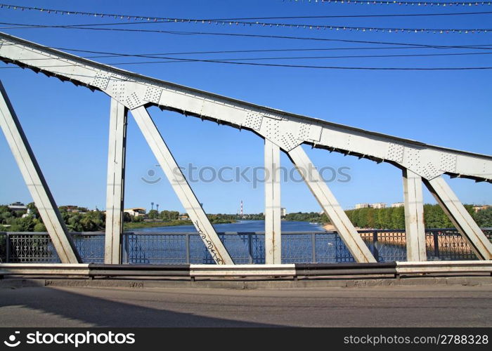 town bridge through small river