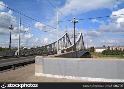 town bridge through small river