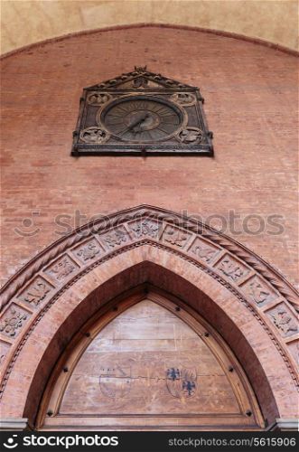 Town clock on the palace of the merchandise Bologna italy