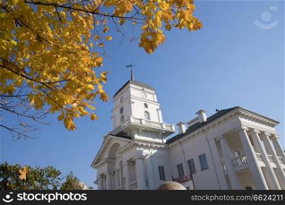 Town Hall in the city of Minsk. Autumn in the Republic of Belarus.