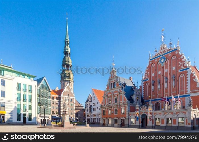 Town Hall Square and the House of the Blackheads in Riga&amp;#39;s historic center.