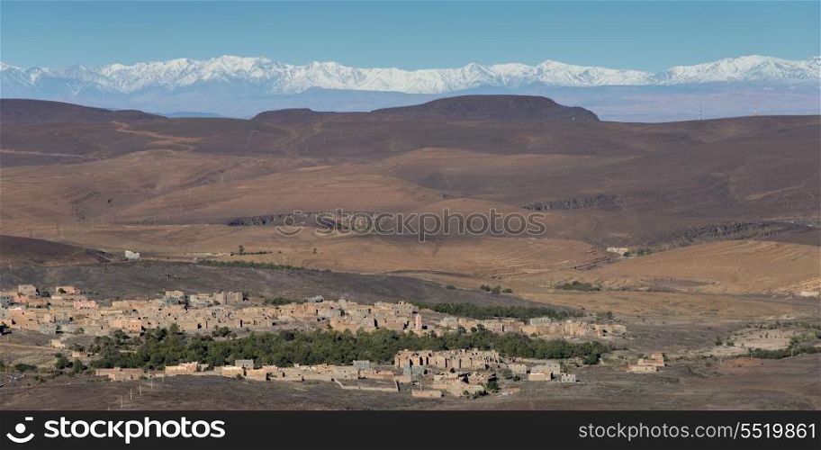 Town in a valley, Atlas Mountains, Morocco
