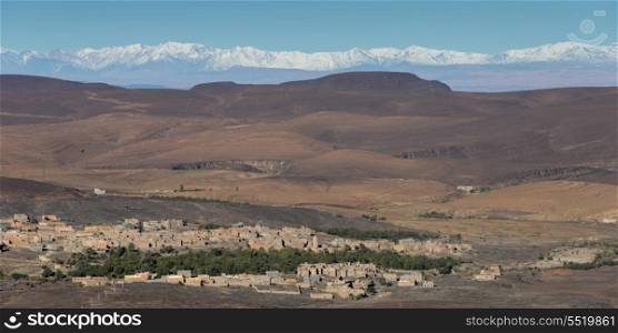 Town in a valley, Atlas Mountains, Morocco
