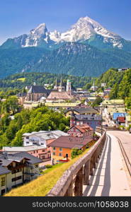 Town of Berchtesgaden and Alpine landscape view, Bavaria region of Germany