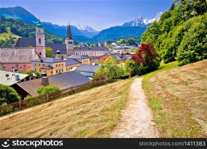 Town of Berchtesgaden and Alpine landscape view, Bavaria region of Germany