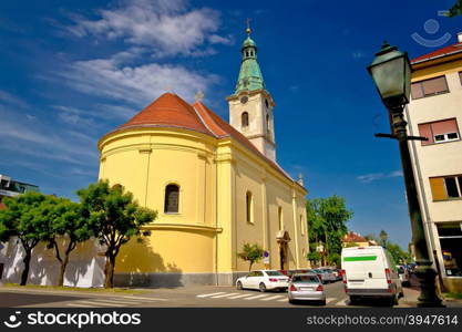 Town of Bjelovar square and church, northern Croatia