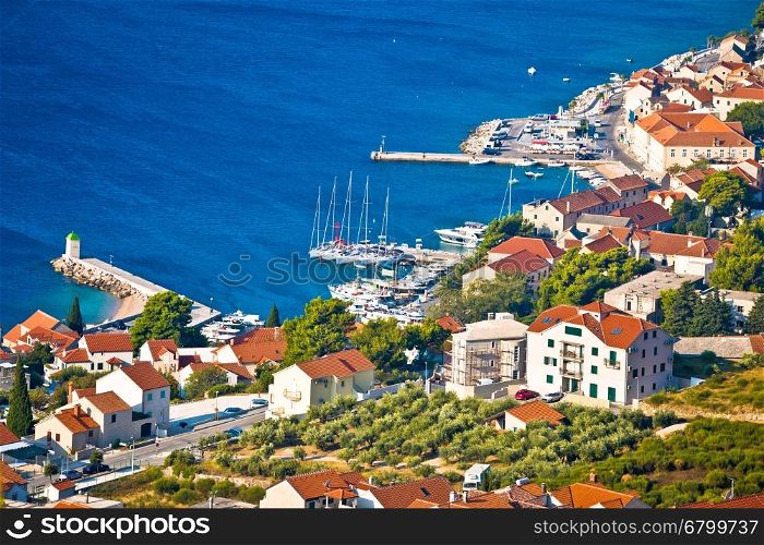 Town of Bol coast aerial view, Island of Brac, Dalmatia, Croatia