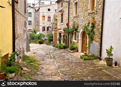 Town of Buje cobbled old steet, Istria, Croatia