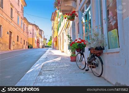 Town of Buje colorful old street, Istria region Croatia