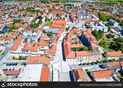 Town of Cakovec city center aerial view, Medjimurje region of northern Croatia