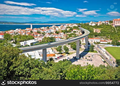 Town of Crikvenica architecture and coastline view, Kvarner region of Croatia