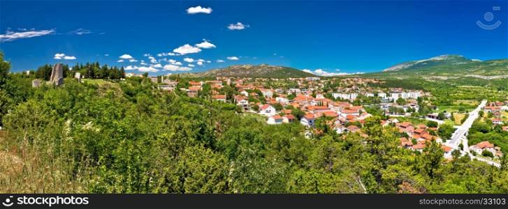 Town of Drnis and Dalmatian inland panorama, Dalmatia, Croatia