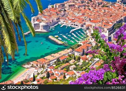 Town of Dubrovnik heritage harbor view from above, Dalmatia region of Croatia