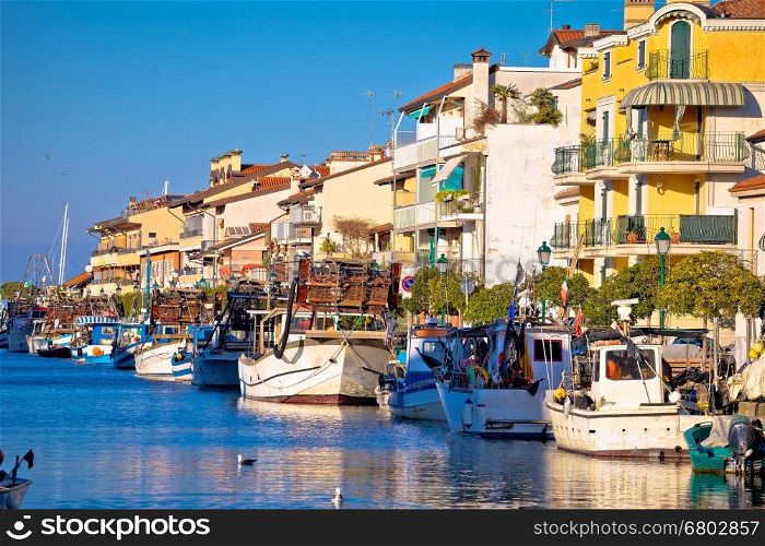 Town of Grado channel and boats view, Friuli-Venezia Giulia region in Italy