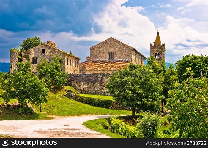 Town of Hum old stone architecture view, Istria, Croatia