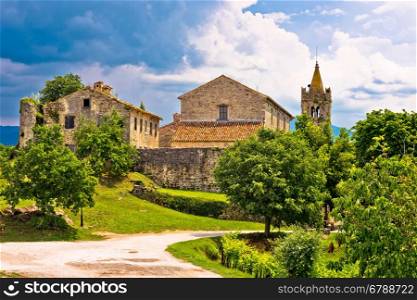 Town of Hum old stone architecture view, Istria, Croatia