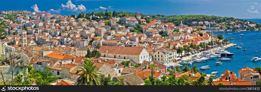 Town of Hvar aerial panorama, Dalmatia, Croatia