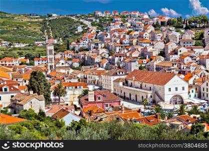 Town of Hvar famous Pjaca square view, Dalmatia, Croatia