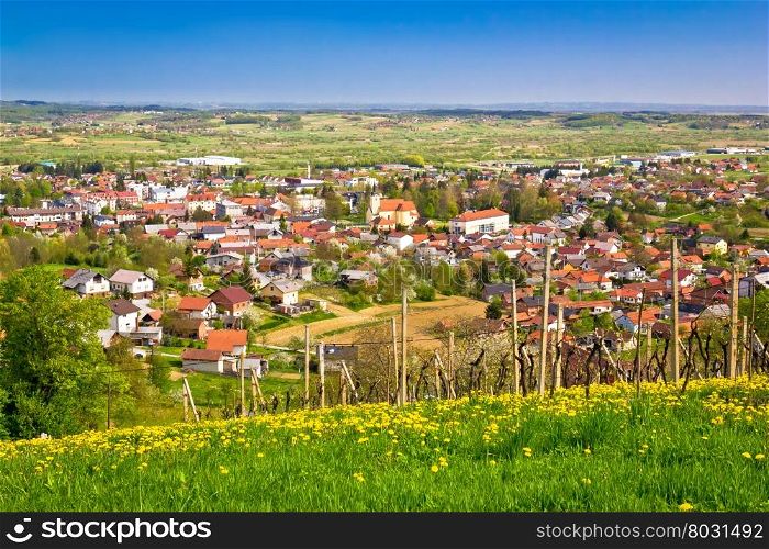 Town of Ivanec aerial springtime view, Zagorje, Croatia