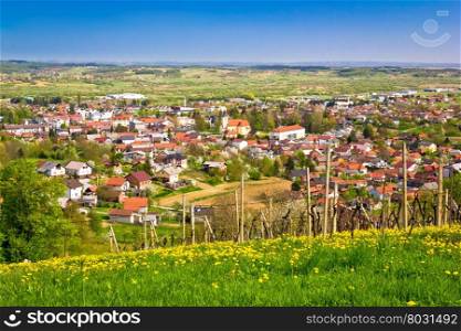 Town of Ivanec aerial springtime view, Zagorje, Croatia