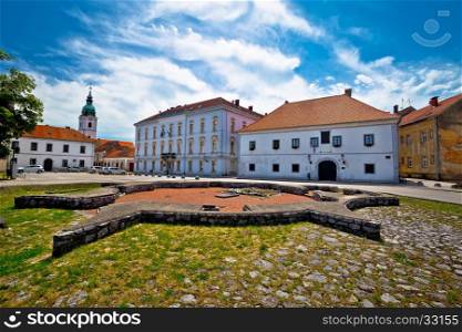 Town of Karlovac church and square view, central Croatia