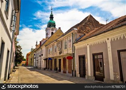 Town of Karlovac street and church, central Croatia