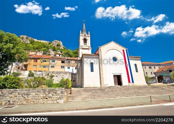 Town of Knin and Church and fortress street view, Dalmatian Zagora®ion of Croatia