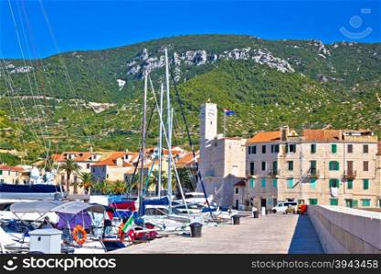 Town of Komiza waterfront and architecture, Island of Vis, Croatia