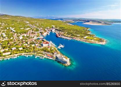 Town of Kraljevica in Kvarner bay aerial view, Adriatic coast of Croatia