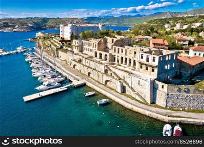 Town of Kraljevica in Kvarner bay landmarks aerial view, Adriatic coast of Croatia