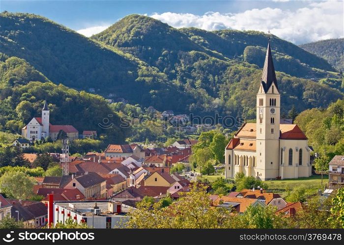 Town of Krapina panoramic view, Zagorje region, Croatia