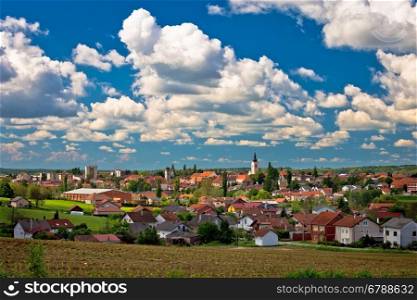 Town of Krizevci cloudy skyline, region of Prigorje, Croatia