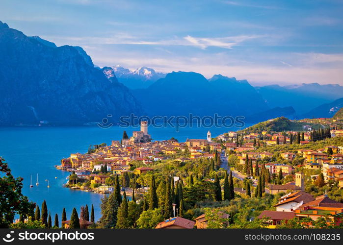 Town of Malcesine on Lago di Garda skyline view, Veneto region of Italy