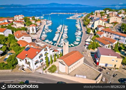 Town of Malinska center and Riva aerial view, Island of Krk, Croatia