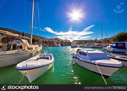 Town of Marina waterfront view, Dalmatia, Croatia