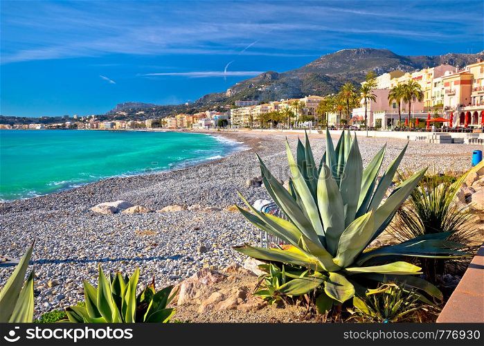 Town of Menton mediterranean beach and waterfront view, southern France
