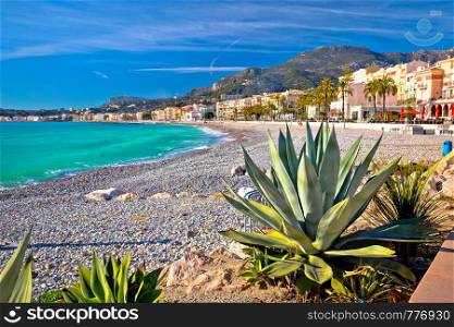Town of Menton mediterranean beach and waterfront view, southern France