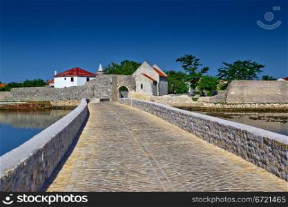 Town of Nin entrance bridge, Croatia, Dalmatia